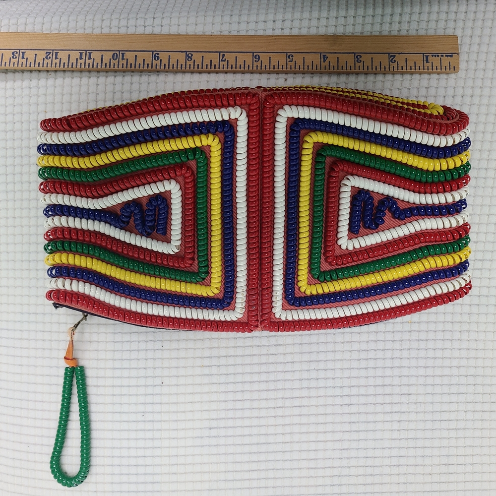 Vintage Telephone Cord Purse Rainbow Multicolor 1940s